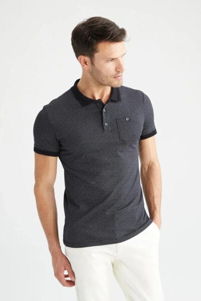 Slim Fit Polo Yaka Basic Pamuklu Penye Tişört