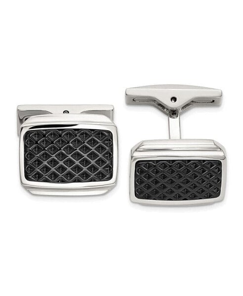 IBGoodman Stainless Steel Textured Black IP-plated Cuff Links