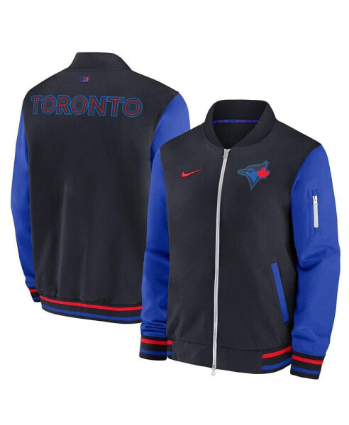 Men's Black Toronto Blue Jays 2024 City Connect Authentic Collection Game Time Full-Zip Bomber Jacket