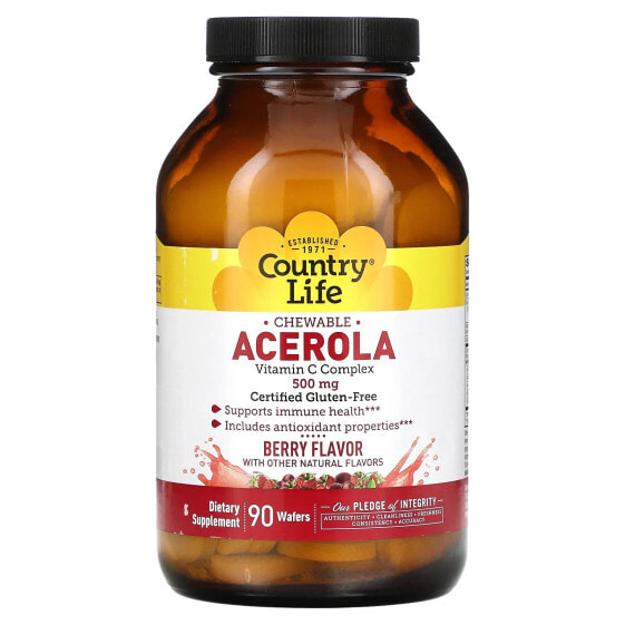 Chewable Acerola, Vitamin C Complex, Berry, 500 mg, 90 Wafers