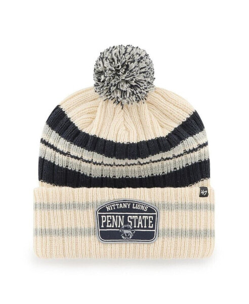 Men's Natural Penn State Nittany Lions Hone Patch Cuffed Knit Hat with Pom