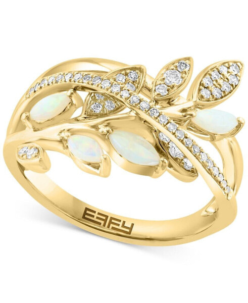 EFFY® Opal (1/4 ct. t.w.) & Diamond (1/5 ct. t.w.) Ring in 14k Yellow Gold