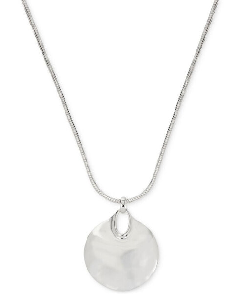 Silver-Tone Hammered Disc Pendant Necklace