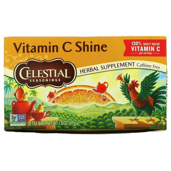 Травяной чай Celestial Seasonings Vitamin C Shine, не содержащий кофеина, 20 пакетиков, 47 г