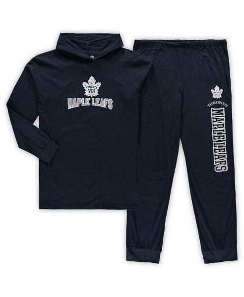 Men's Navy Toronto Maple Leafs Big and Tall Pullover Hoodie and Joggers Sleep Set