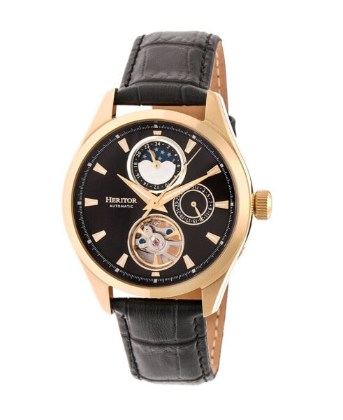 Automatic Sebastian Gold & Black Leather Watches 40mm