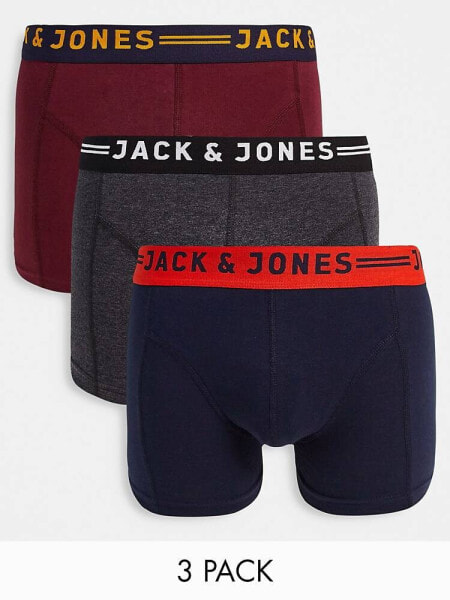 Jack & Jones trunks 3 pack with contrast waistband