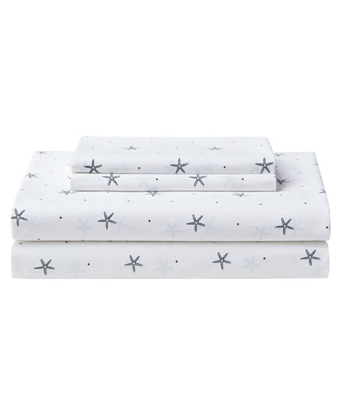 Star Spangled Coastal Cotton Percale 3 Piece Sheet Set, Twin XL