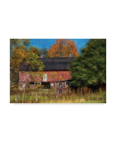 Lois Bryan Red Barn in October Canvas Art - 37" x 49"