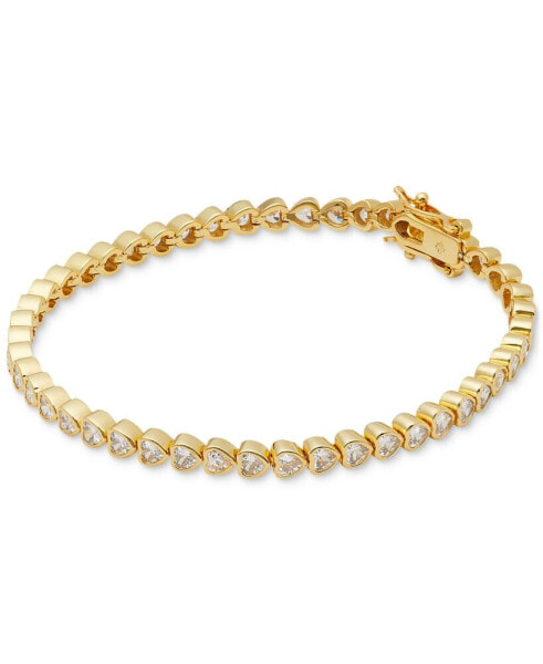 Gold-Tone Cubic Zirconia Heart Tennis Bracelet