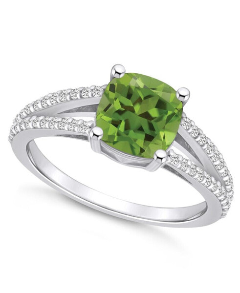 Peridot and Diamond Accent Ring in 14K White Gold