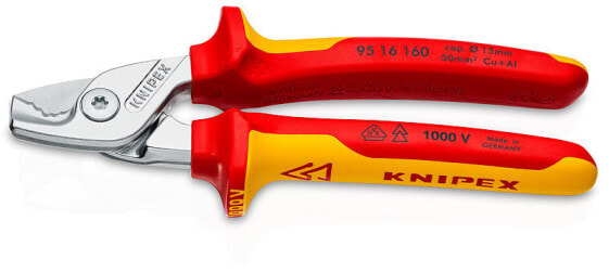 95 16 160 - Power cable cutter - Red,Stainless steel,Yellow - VDE - 1.5 cm - 50 mm² - 165 mm