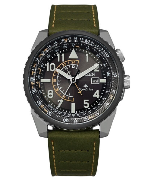 Eco-Drive Men's Promaster Green Leather Strap Watch 42mm