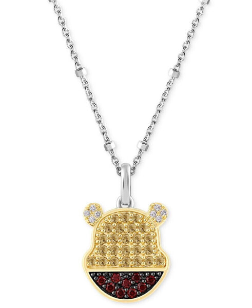 Citrine (1/2 ct. t.w.), Garnet (1/5 ct. t.w.) & Diamond (1/20 ct. t.w.) Winnie the Pooh 18" Pendant Necklace in Sterling Silver & Yellow Gold-Plate