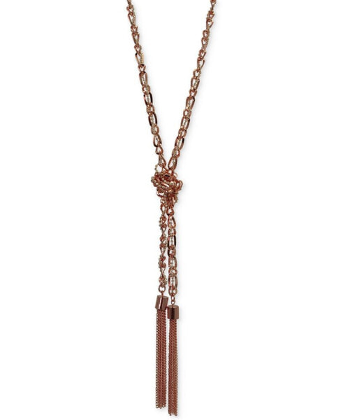 GUESS two-Tone Long Knotted Tassel Lariat Necklace