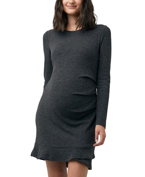 Maternity Evie Frill Hem Dress Charcoal