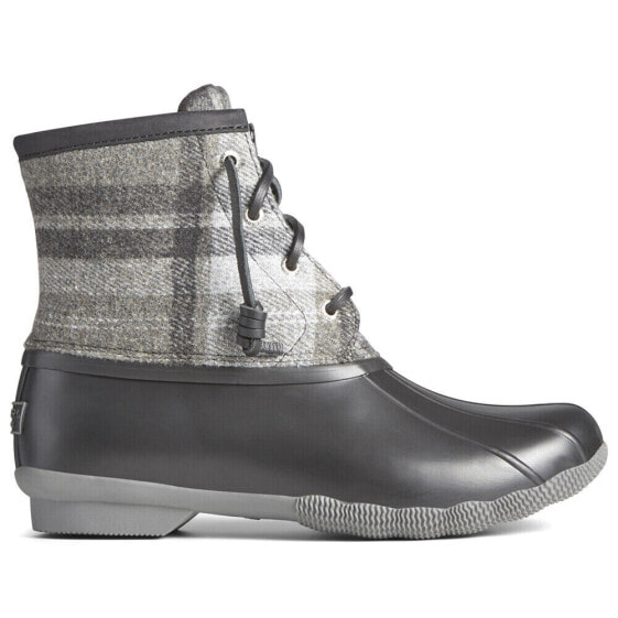 Sperry Saltwater Plaid Duck Womens Grey Casual Boots STS86704