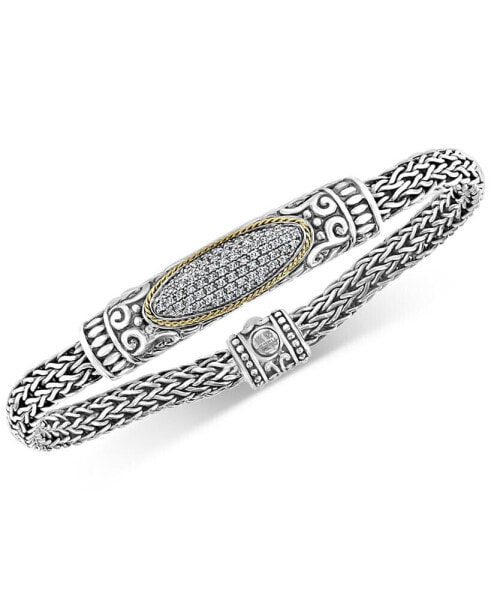 EFFY® Diamond Cluster Woven Link Bracelet (1/3 ct. t.w.) in Sterling Silver & 18k Gold