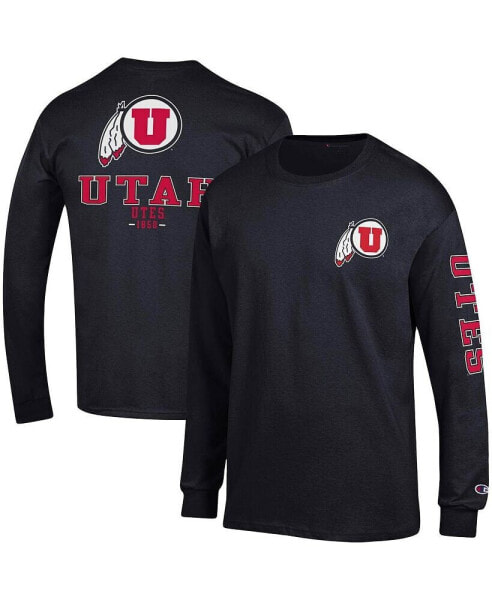 Men's Black Utah Utes Team Stack Long Sleeve T-shirt