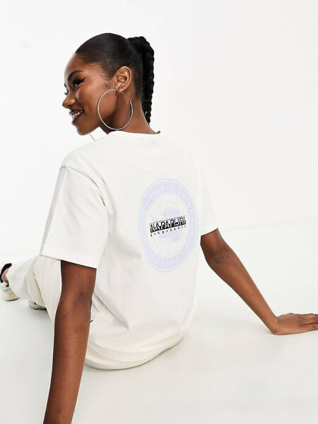 Napapijri Montalva back print t-shirt in off white