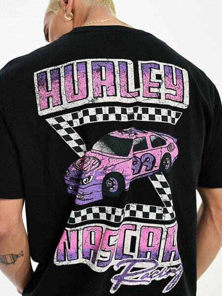 Hurley Nascar back print t-shirt in black