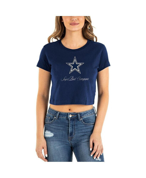 Women's Navy Dallas Cowboys Historic Champs T-shirt