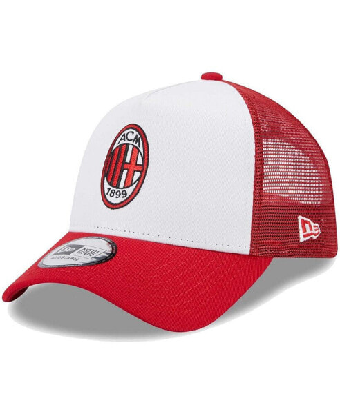 Men's White, Red AC Milan Core E-Frame Trucker Adjustable Hat