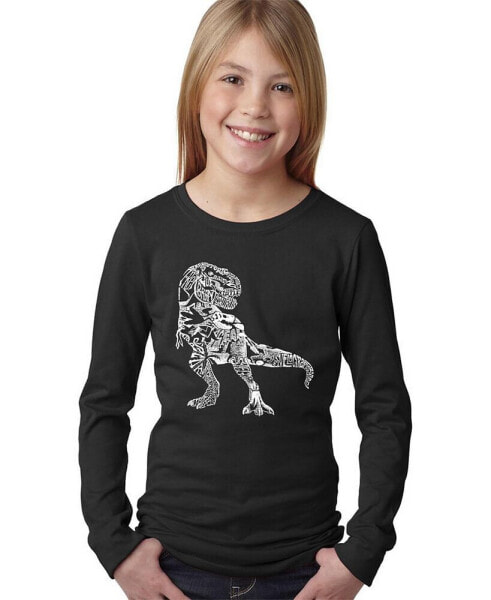 Big Girl's Word Art Long Sleeve T-Shirt - Dino Pics
