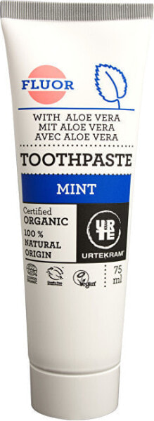 Urtekram Mint Toothpaste with Fluoride Органическая зубная паста с фтором, алоэ вера и мятой 75 мл