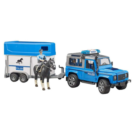 Игрушечный транспорт Bruder Полицейский Land Rover с прицепом für Pferde