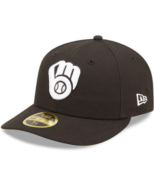 Men's Milwaukee Brewers Black and White Low Profile 59FIFTY Fitted Hat