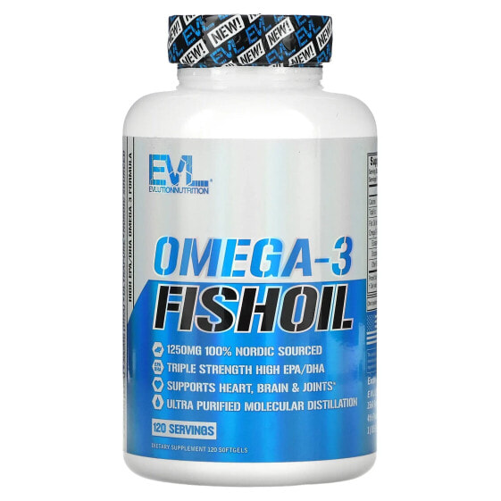 БАД Рыбий Жир Omega-3, Evlution Nutrition, 1000 мг, 120 капсул