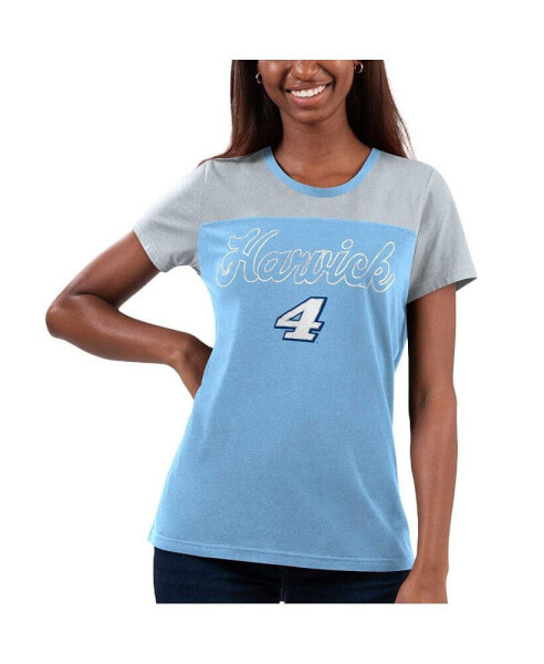 Women's Light Blue Kevin Harvick Cheer Color Blocked T-shirt