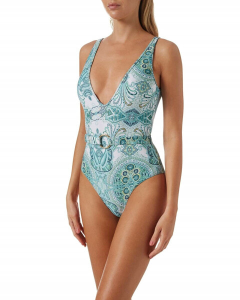 Melissa Odabash 272158 Women's Plunging Belted One Piece Swimsuit Size 6