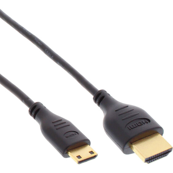 InLine High Speed HDMI Cable with Ethernet - AM/CM - super slim - black/gold - 1.8m