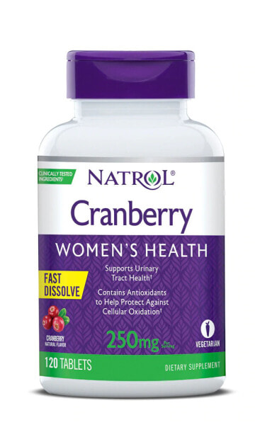 Natrol Cranberry Women's Health Fast Dissolve Tablets Растительный клюквенный порошок   для поддержки здоровья мочевыводящих путей 120 таблеток