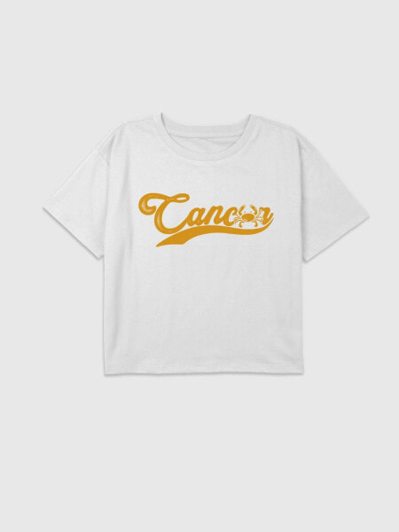 Kids Cancer Zodiac Graphic Boxy Crop Tee