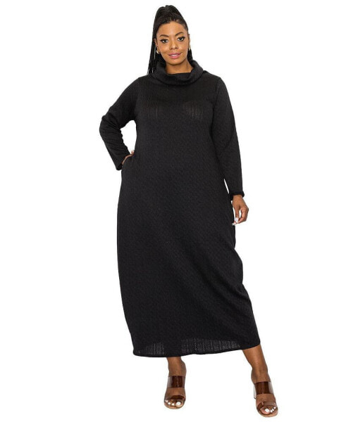 Plus Size Lana Cowl Turtle Neck Pocket Sweater Dress