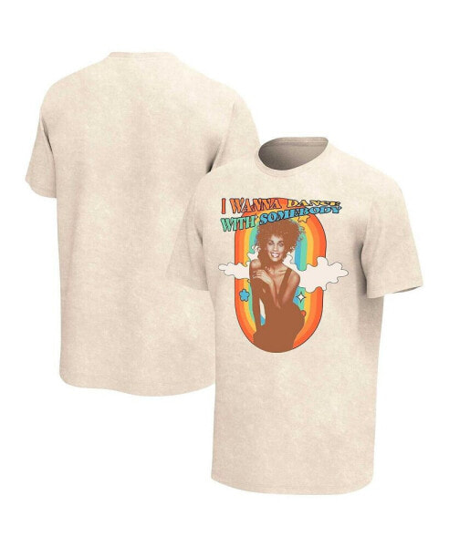 Men's Oatmeal Whitney Houston Dance with Somebody Washed T-shirt
