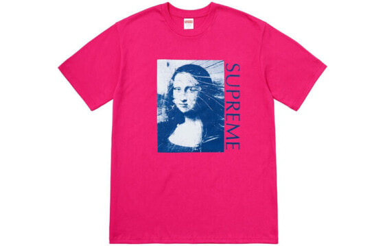 Supreme SS18 Mona Lisa Tee Hot Pink 蒙娜丽莎印花短袖T恤 男女同款 玫红 送礼推荐 / Футболка Supreme SS18 Mona Lisa Tee Hot Pink T SUP-SS18-444