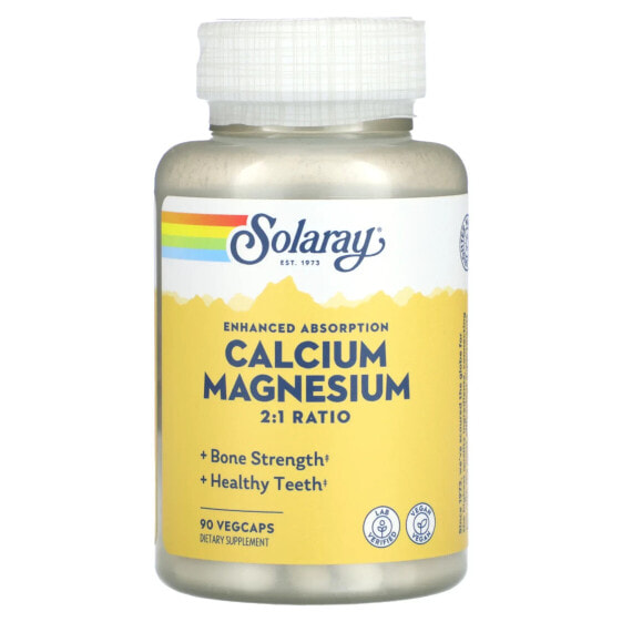Solaray, Кальций и магний с улучшенным усвоением, 90 вегетарианских капсул