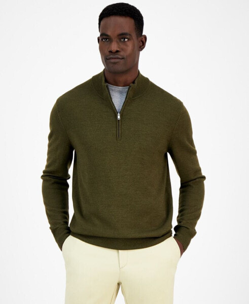 Men's Long-Sleeve Half-Zip Merino Sweater, Created for Macy's