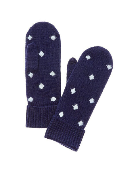 Hannah Rose Polka Dot Cashmere Mittens Women's Blue