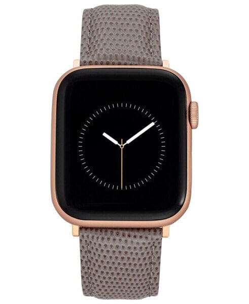 Taupe Lizard Grain Textured Genuine Leather Band Compatible with 42/44/45/Ultra/Ultra 2 Apple Watch