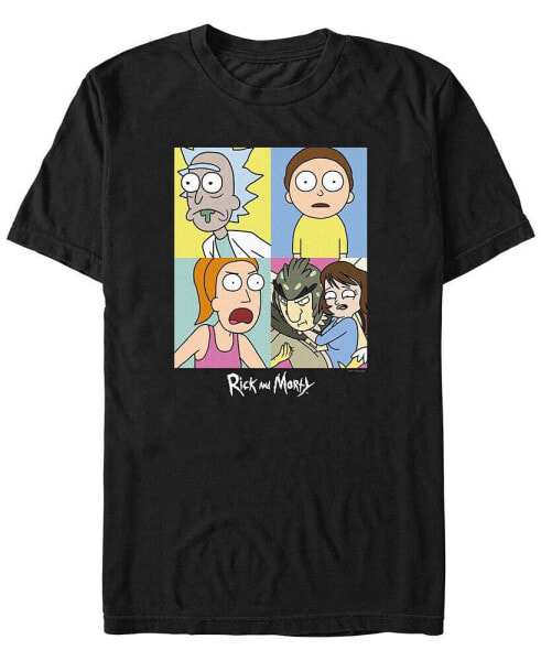 Men's Rick and Morty Color Shift Boxes Short Sleeve T-shirt