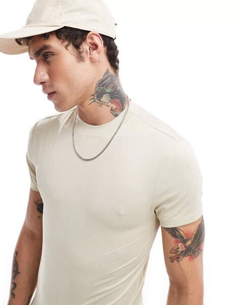 ASOS 4505 Icon muscle fit training t-shirt in stone