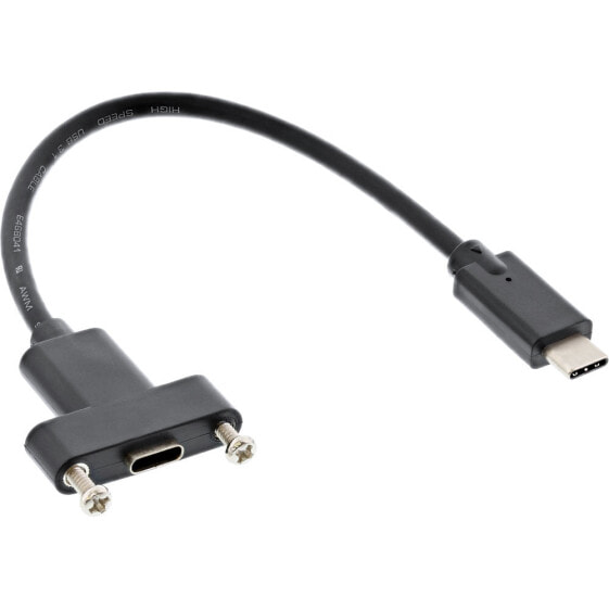 InLine USB 3.2 Gen.2 C male / female with flange cable - black - 0.20m