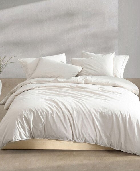 Washed Percale Cotton Solid 3 Piece Duvet Cover Set, King