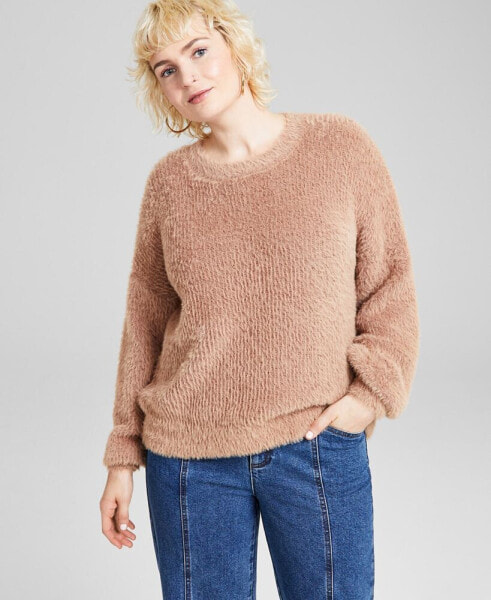 Women's Crewneck Eyelash Sweater, Created for Macy's