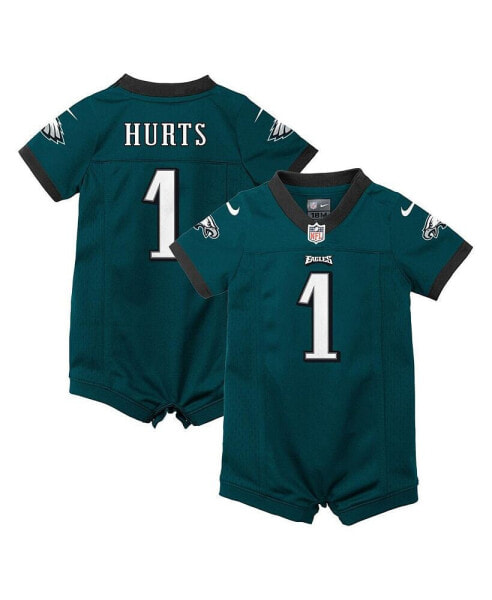Newborn and Infant Boys and Girls Jalen Hurts Midnight Green Philadelphia Eagles Game Romper Jersey
